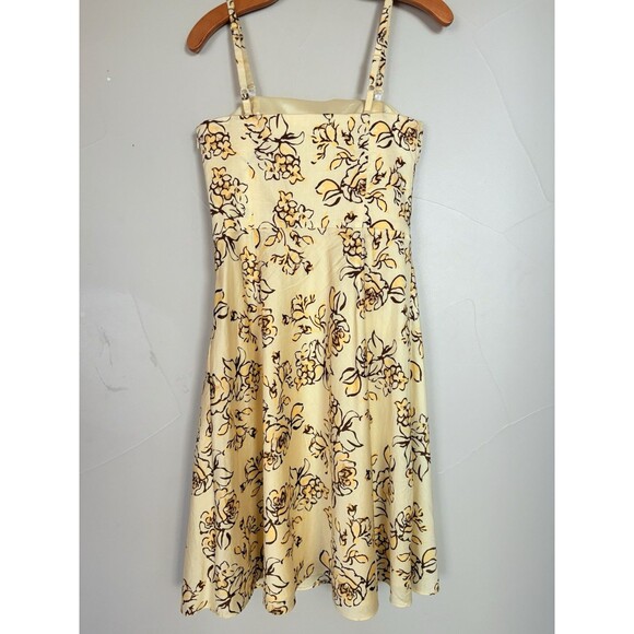 LOFT Yellow Strapless Fit & Flare MIDI Floral Dress, Removable Straps SZ 4 Small - Picture 11 of 16